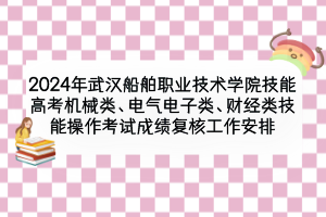 2024年武漢船舶職業(yè)技術(shù)學院技能高考機械類、電氣電子類、財經(jīng)類技能操作考試成績復(fù)核工作安排