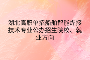 湖北高職單招船舶智能焊接技術(shù)專業(yè)公辦招生院校、就業(yè)方向