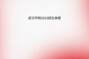 武漢學(xué)院2023招生章程