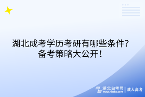 湖北成考學(xué)歷考研有哪些條件？備考策略大公開！