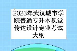 2023年武漢城市學(xué)院普通專升本視覺傳達(dá)設(shè)計(jì)專業(yè)考試大綱