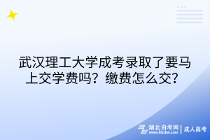 武漢理工大學(xué)成考錄取了要馬上交學(xué)費(fèi)嗎？繳費(fèi)怎么交？