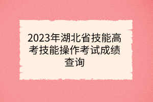 2023年湖北省技能高考技能操作考試成績(jī)查詢