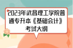 2023年武昌理工學(xué)院普通專升本《基礎(chǔ)會計》考試大綱