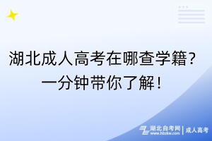 湖北成人高考在哪查學籍？一分鐘帶你了解！