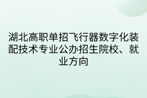 湖北高職單招飛行器數字化裝配技術專業(yè)公辦招生院校、就業(yè)方向