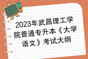 2023年武昌理工學(xué)院普通專升本《大學(xué)語(yǔ)文》考試大綱