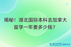 揭秘！湖北國際本科去加拿大留學(xué)一年要多少錢？