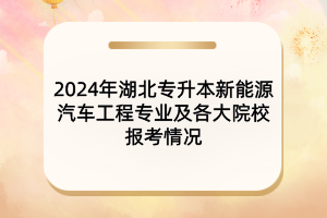 2024年湖北專升本新能源汽車工程專業(yè)及院校報考情況