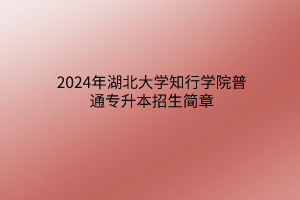 2024年湖北大學(xué)知行學(xué)院普通專升本招生簡(jiǎn)章