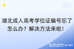 湖北成人高考學(xué)位證編號忘了怎么辦？解決方法來啦！