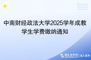 2025年中南財經(jīng)政法大學(xué)成教學(xué)生學(xué)費繳納通知