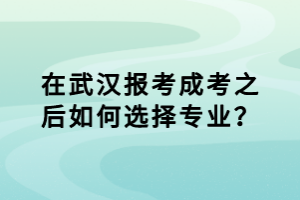 在報(bào)考武漢成考之后如何選擇專業(yè)？