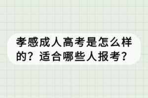 孝感成人高考是怎么樣的？適合哪些人報(bào)考？