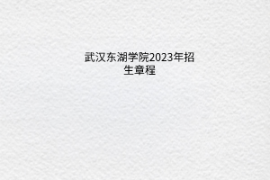 武漢東湖學(xué)院2023年招生章程