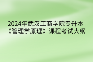 2024年武漢工商學(xué)院專升本《管理學(xué)原理》課程考試大綱