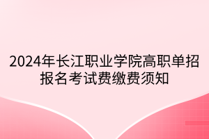 2024年長(zhǎng)江職業(yè)學(xué)院高職單招報(bào)名考試費(fèi)繳費(fèi)須知