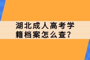 湖北成人高考學籍檔案怎么查？