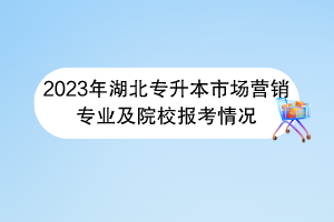 2023年湖北專升本市場營銷專業(yè)及院校報考情況