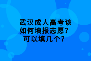 武漢成人高考該如何填報志愿？可以填幾個？