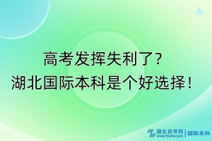 高考發(fā)揮失利了？湖北國(guó)際本科是個(gè)好選擇！