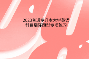 2023普通專升本大學(xué)英語科目翻譯題型專項(xiàng)練習(xí)