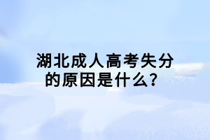 湖北成人高考失分的原因是什么？