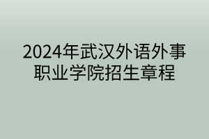 2024年武漢外語外事職業(yè)學(xué)院招生章程