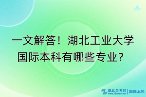 一文解答！湖北工業(yè)大學(xué)國際本科有哪些專業(yè)？