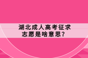 湖北成人高考征求志愿是啥意思？