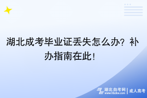 湖北成考畢業(yè)證丟失怎么辦？補(bǔ)辦指南在此！