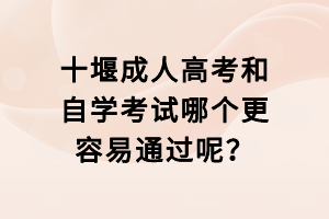 十堰成人高考和自學考試哪個更容易通過呢？