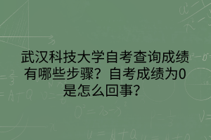 武漢科技大學(xué)自考查詢成績(jī)有哪些步驟？自考成績(jī)?yōu)?是怎么回事？