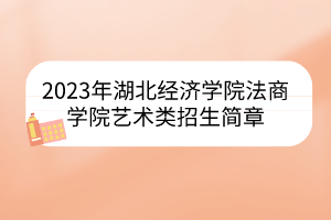 2023年湖北經(jīng)濟(jì)學(xué)院法商學(xué)院藝術(shù)類招生簡章