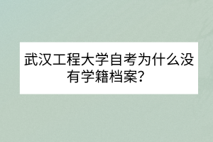 武漢工程大學自考為什么沒有學籍檔案？