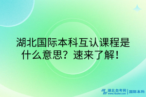 湖北國(guó)際本科互認(rèn)課程什么意思？速來(lái)了解！