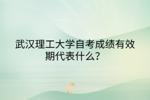 武漢理工大學自考成績有效期代表什么？