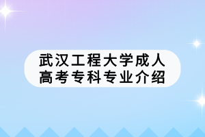 武漢工程大學(xué)成人高考?？茖I(yè)介紹