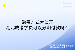 繳費(fèi)方式大公開：湖北成考學(xué)費(fèi)可以分期付款嗎？