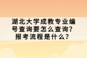湖北大學(xué)成教專業(yè)編號查詢要怎么查詢？報考流程是什么？