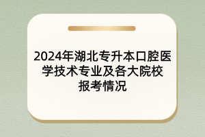 2024年湖北專升本口腔醫(yī)學技術專業(yè)及院校報考情況