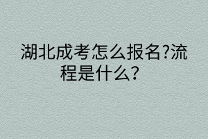 湖北成考怎么報(bào)名?流程是什么？