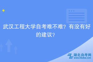 武漢工程大學自考難不難？有沒有好的建議？