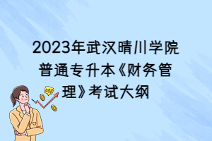 2023年武漢晴川學院普通專升本《財務(wù)管理》考試大綱