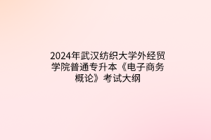 2024年武漢紡織大學(xué)外經(jīng)貿(mào)學(xué)院普通專升本《電子商務(wù)概論》考試大綱