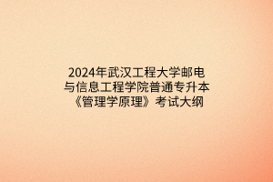 2024年武漢工程大學(xué)郵電與信息工程學(xué)院普通專升本《管理學(xué)原理》考試大綱