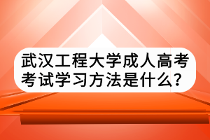 武漢工程大學(xué)成人高考考試學(xué)習(xí)方法是什么？