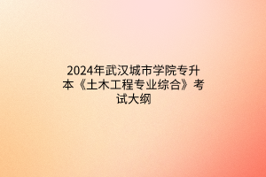 2024年武漢城市學(xué)院專升本《土木工程專業(yè)綜合》考試大綱