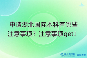 申請湖北國際本科有哪些注意事項？注意事項get！