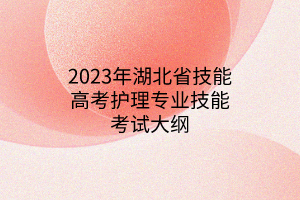 2023年湖北省技能高考護(hù)理專(zhuān)業(yè)技能考試大綱